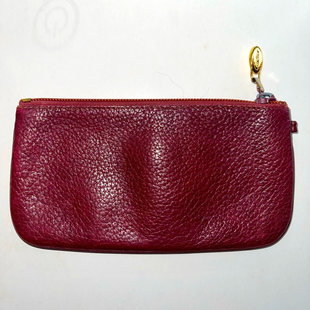 Cartier Les Must De Cartier Bordeaux Leather Zipper Pouch Clutch Pochette - Picture 3 of 5